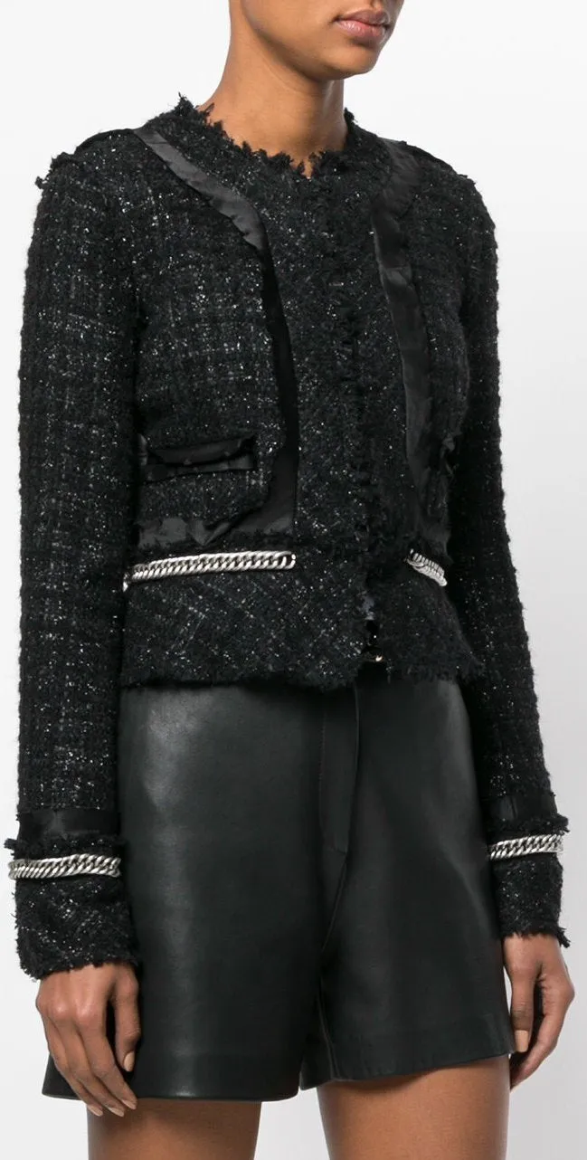 Deconstructed Tweed Jacket, Black