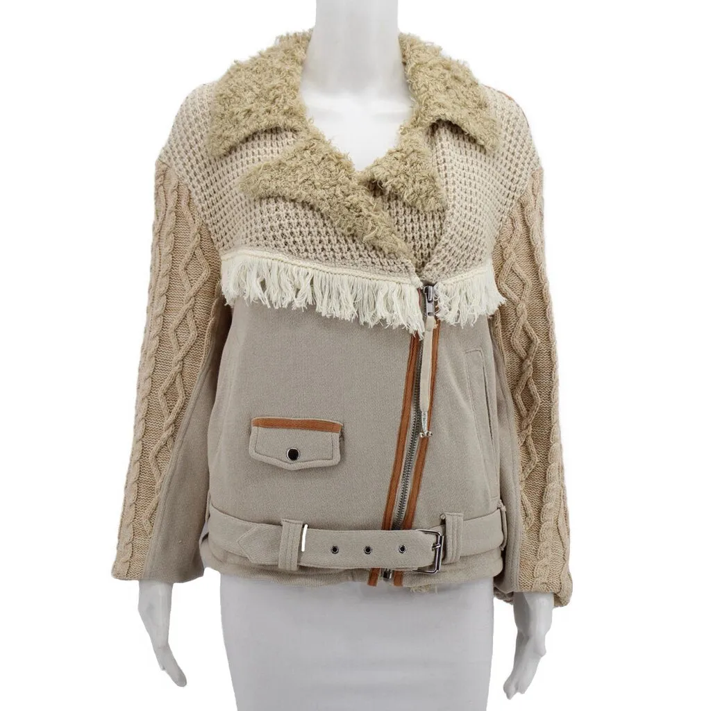 FREE PEOPLE SWEATER JACKETS TAN L