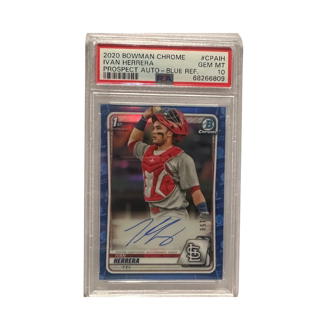 Ivan Herrera PSA 10 GEM MINT 2020 Bowman Chrome Prospect Autograph Blue Refractor 37/150 Rookie RC